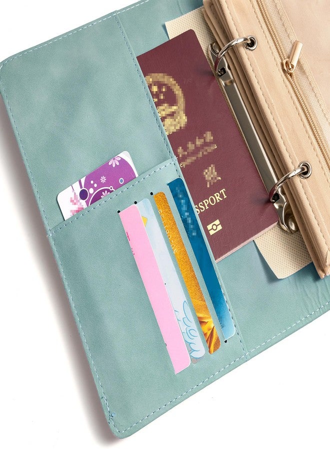 SEVENBEES Travel Jewelry Binder Organizer Ring Binders - Jewelry Boxes PU Leather Case with Zipper Velvet Jewelry Pouch Bags for Daily Use & Gifting - Mint Green - Image 3
