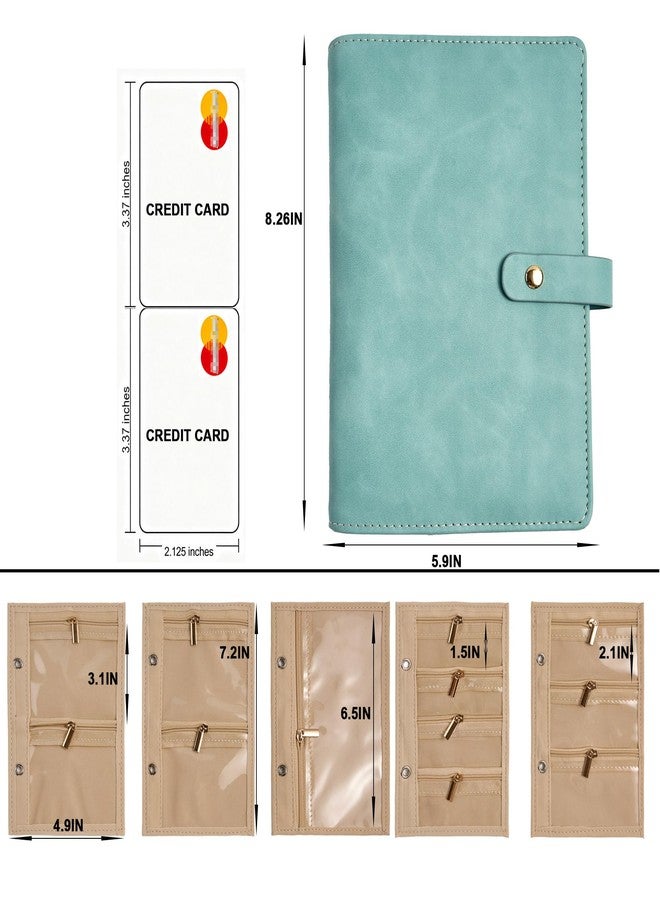 SEVENBEES Travel Jewelry Binder Organizer Ring Binders - Jewelry Boxes PU Leather Case with Zipper Velvet Jewelry Pouch Bags for Daily Use & Gifting - Mint Green - Image 5