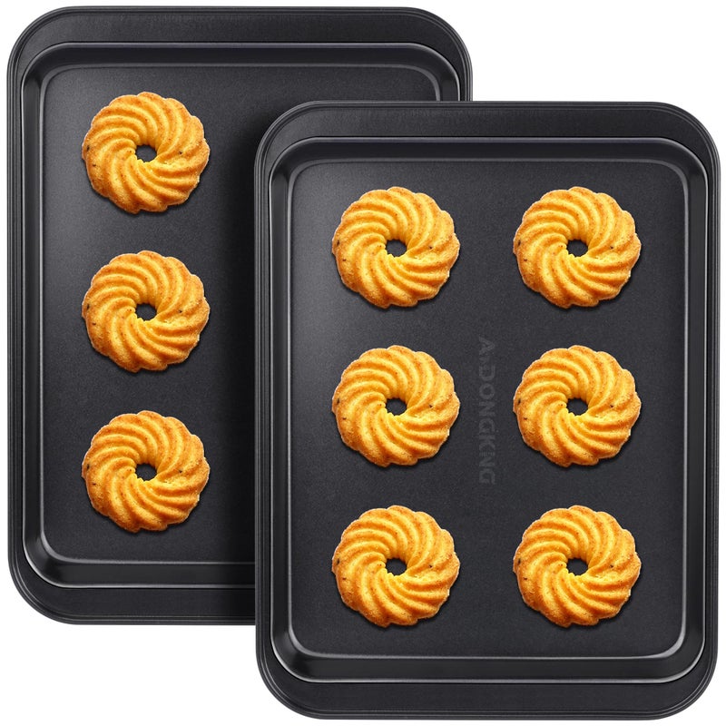 Small Cookie Sheets Baking Pans Nonstick Carbon Steel Baking Sheets 2Pack 95 X 71 Inches Inner 82 X 66
