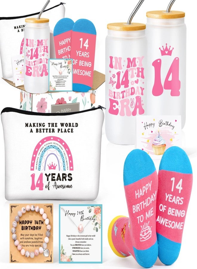 Frerdui 14 Year Old Girl Birthday Gifts, 14th Birthday Gift Set for Teen Girls, Best Gifts for 14 Year Old Girls, Trendy Teen Girl Gift Basket, 14th Bday Decorations Box for Her - Image 1