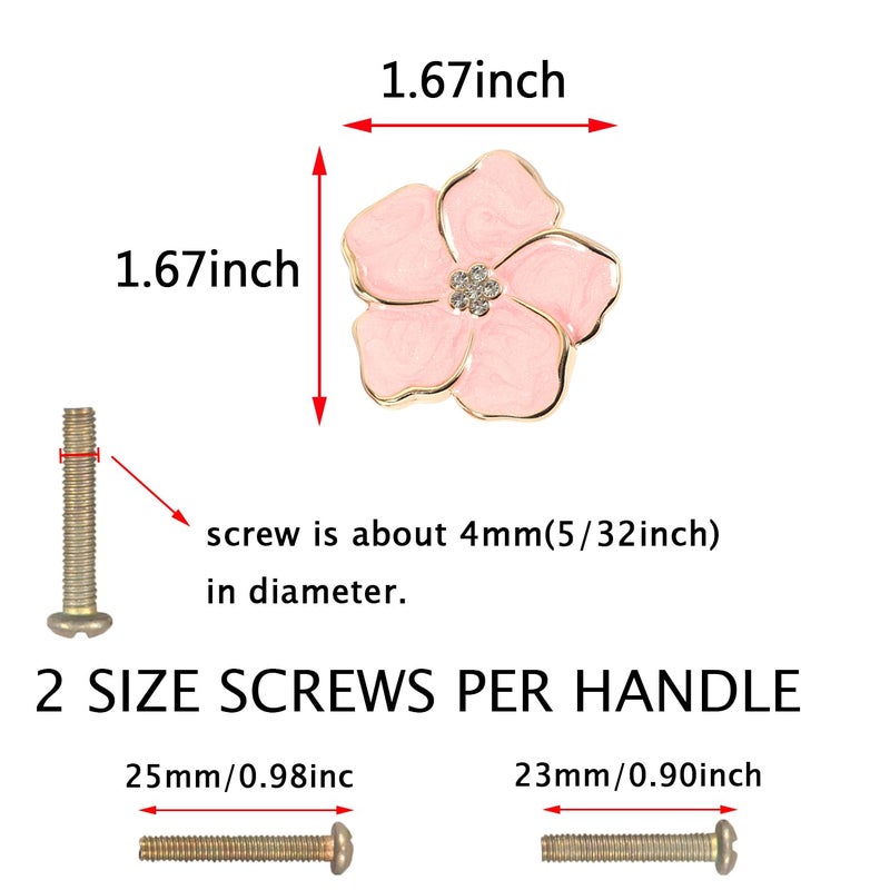 LLDYNW 4 pcs Petal Handles Colorful Drawer Knobs Flower Petal Cabinet Dresser Knobs for Girl's Room Dresser Cupboard Drawer Wardrobe Decorative Furniture Knobs (Pink) - Image 2
