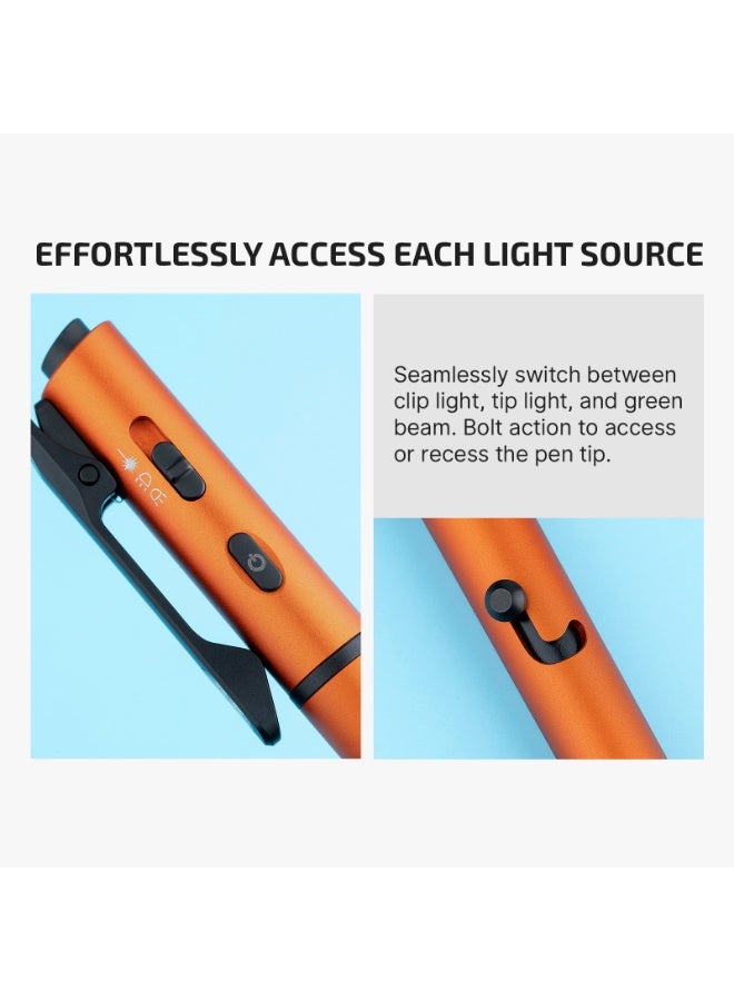 Olight Open 3 Class 3R (Orange), 120 Lumens LED Pen Light, Rechargeable Tactical Pen, USB-C Flashlight, Green Laser EDC Light for Office, Outdoors, Daily Carry - Image 4