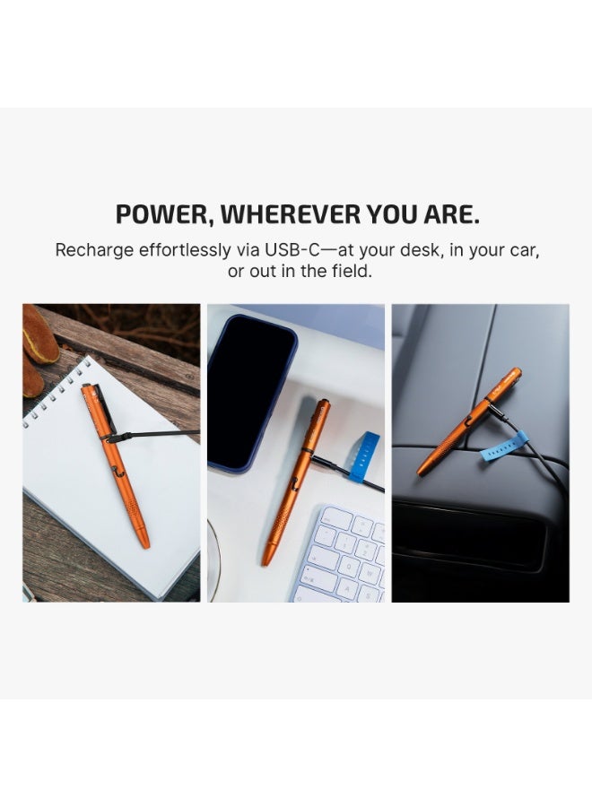 Olight Open 3 Class 3R (Orange), 120 Lumens LED Pen Light, Rechargeable Tactical Pen, USB-C Flashlight, Green Laser EDC Light for Office, Outdoors, Daily Carry - Image 3