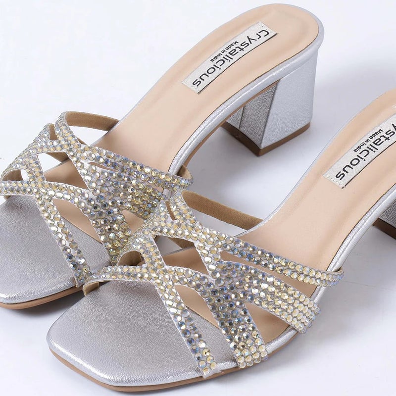 Crystalicious Asin 2.0 Handcarfted Block Heel 2.5 Inches Round Toe High Heel for for Party, Casual, Work, Date, Cocktail, Nightclub - Image 3