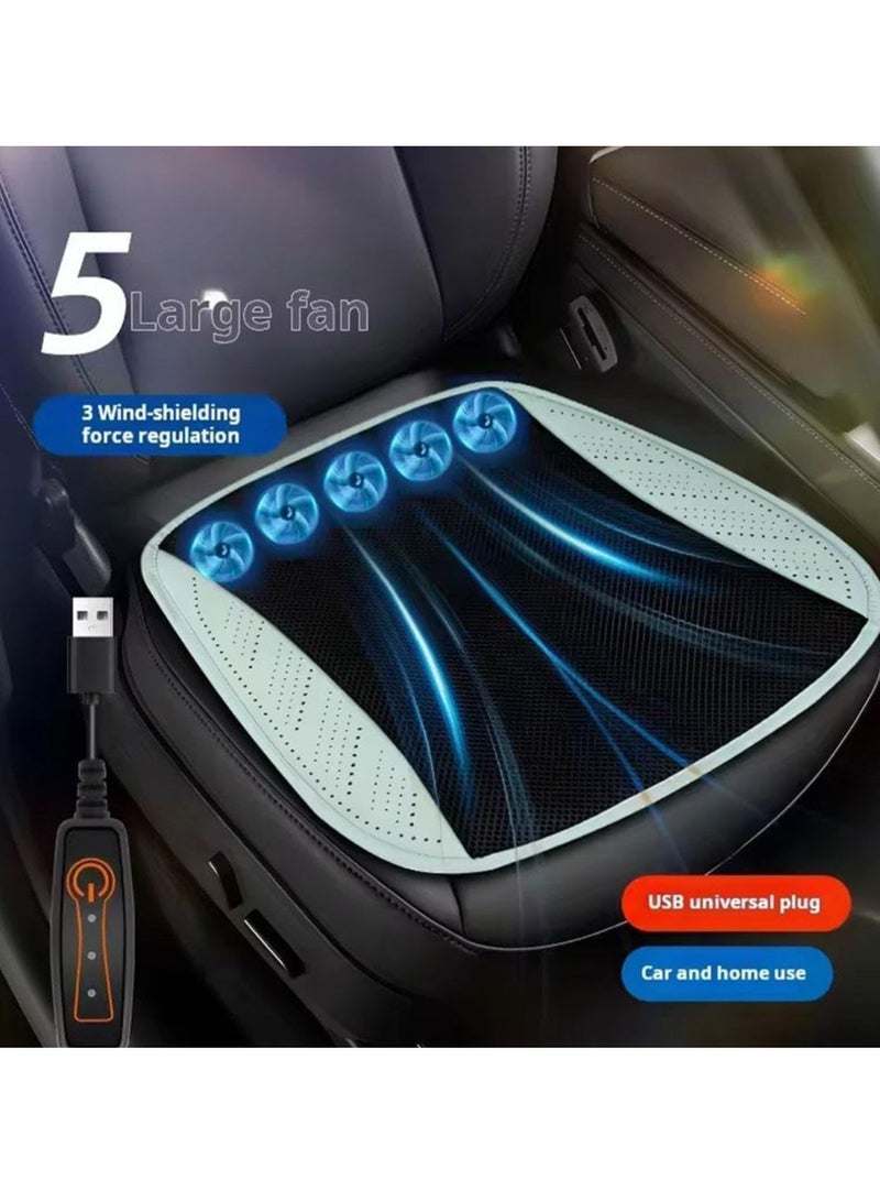 XiuWoo Electric Portable 3 Speed Adjustable Breathable Ventilated Seat Cushion, Cooling Seat Pad, Cooling Car Seat, Air Flow Seat Cover with USB Port and 5 Fans Suitable for Car Home Office  - Image 1