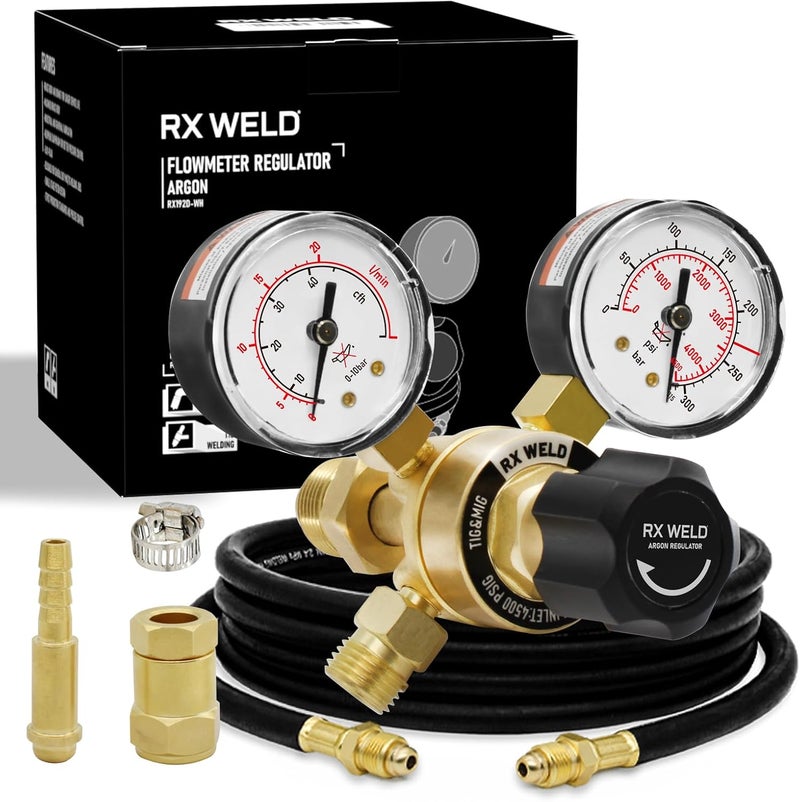 RX WELD Argon Regulators Gauges Gas Welding, Regulator for MIG and TIG, CGA580 Inlet Connection - Image 1