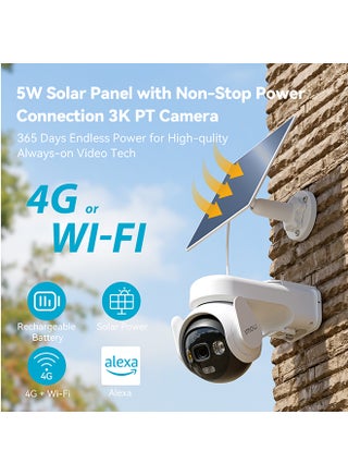 كاميرا أمان 5 ميجابكسل كاميرا بطارية شمسية AOV PT كاميرا خارجية 4G وواي فاي مع لوحة شمسية كاميرا CCTV منزلية بطارية قابلة للشحن 10000 مللي أمبير دعم صوت ثنائي الاتجاه حتى 512 جيجابايت بطاقة SD - view 2