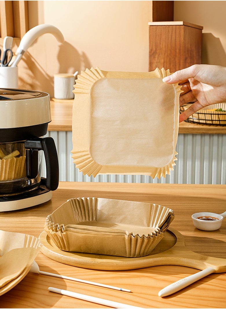 Beauenty Large 7.9 Inch 100 PCS Air Fryer Disposable Paper Liners, Square Parchment Paper Liner for 5-8QT Air Fryer, Water-proof, Parchment Baking Paper for Baking, Top Wide 9.5in, Bottom Wide 7.9in  - Image 1