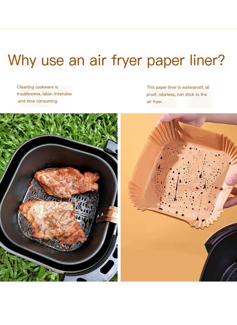 Beauenty Large 7.9 Inch 100 PCS Air Fryer Disposable Paper Liners, Square Parchment Paper Liner for 5-8QT Air Fryer, Water-proof, Parchment Baking Paper for Baking, Top Wide 9.5in, Bottom Wide 7.9in  - Image 5