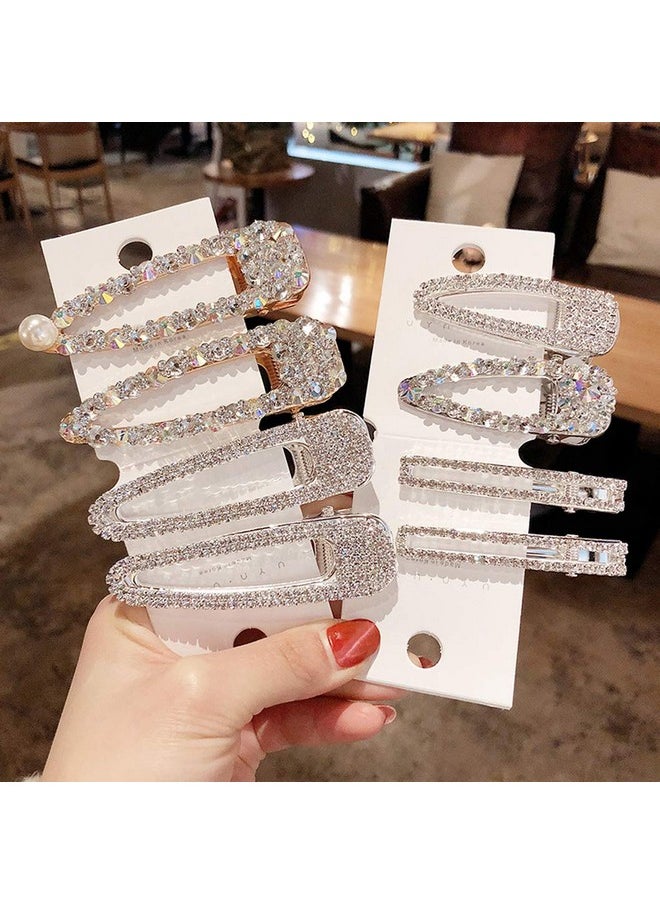 Messen 8 Pack Shining Rhinestone Alligator Hair Clips Bling Ab Crystal Duck Bill Hair Barrettes Sparkly Geometric Hair Pins Hair Accessories For Women  - Image 1
