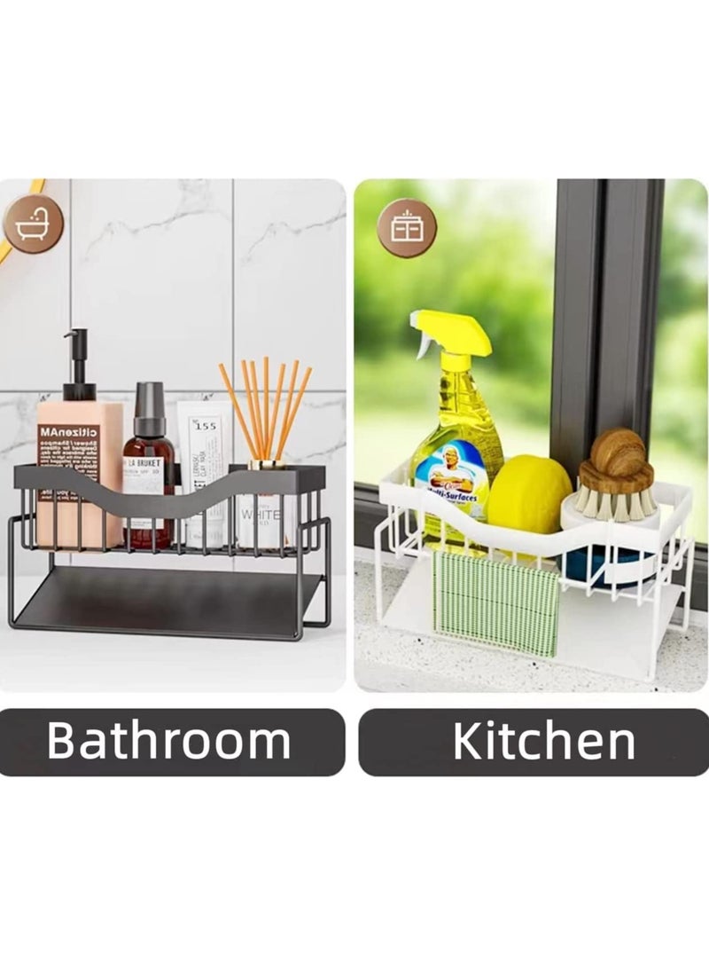 SYOSI Stainless Steel Sink Caddy Organizer with Drain Tray, Ideal for Sponge, Dish Soap Dispenser, Cleaning Towel, Scrubber, and Utensils in Kitchen Sink - Image 5