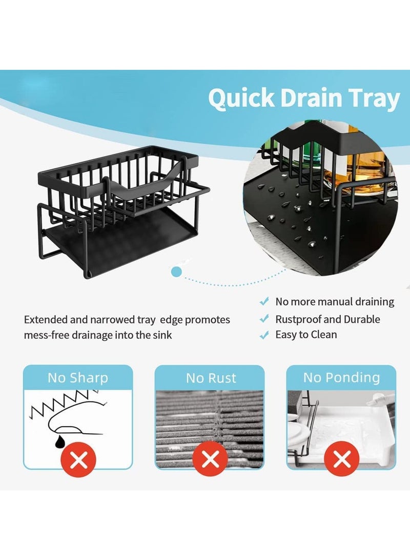 SYOSI Stainless Steel Sink Caddy Organizer with Drain Tray, Ideal for Sponge, Dish Soap Dispenser, Cleaning Towel, Scrubber, and Utensils in Kitchen Sink - Image 3