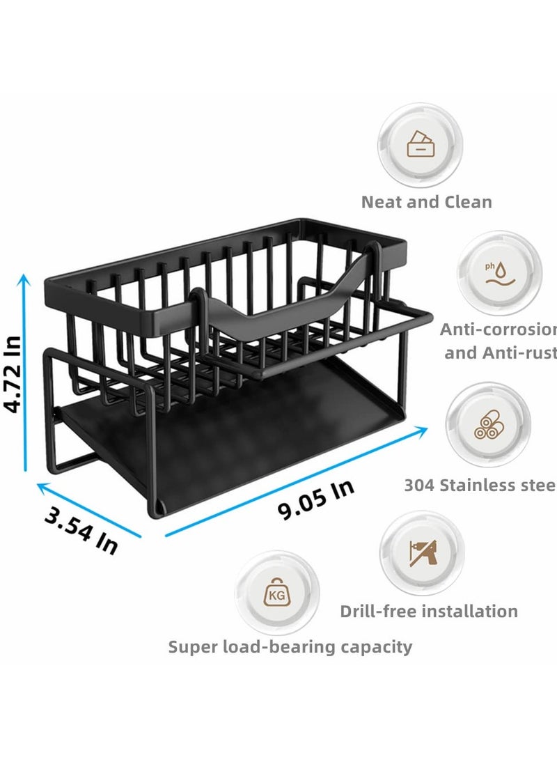 SYOSI Stainless Steel Sink Caddy Organizer with Drain Tray, Ideal for Sponge, Dish Soap Dispenser, Cleaning Towel, Scrubber, and Utensils in Kitchen Sink - Image 4