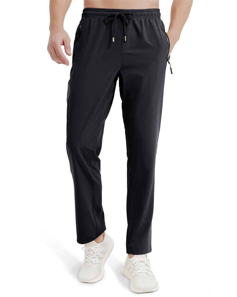 Boladeci Mens Jogger Elastic Waist Pants Quick Dry Athletic Workout Stretch Breathable Running Active Pull On Sports Jogging Sweatpants for Men Black 34 - Image 2