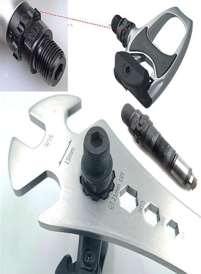 groword 4 in 1 Bicycle Bike Pedal Wrench Bicycle Pedal Removal Tool with 320mm Extra Long Handle Multifunctional 15mm 9/16in MTB Pedal Removal Wrench and 6-8-10mm Hexagon Hole for Biking Maintenance & Repair - Image 5