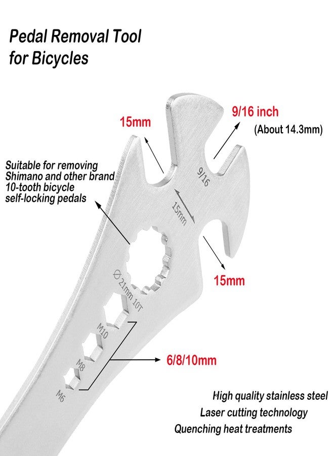 groword 4 in 1 Bicycle Bike Pedal Wrench Bicycle Pedal Removal Tool with 320mm Extra Long Handle Multifunctional 15mm 9/16in MTB Pedal Removal Wrench and 6-8-10mm Hexagon Hole for Biking Maintenance & Repair - Image 2