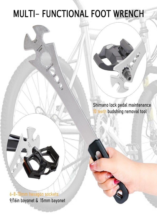 groword 4 in 1 Bicycle Bike Pedal Wrench Bicycle Pedal Removal Tool with 320mm Extra Long Handle Multifunctional 15mm 9/16in MTB Pedal Removal Wrench and 6-8-10mm Hexagon Hole for Biking Maintenance & Repair - Image 3