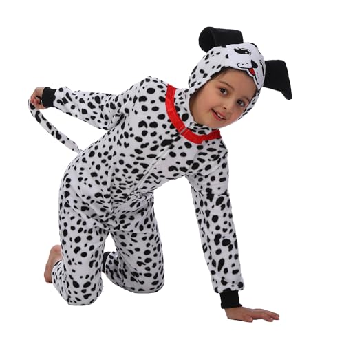 Sincere Party Dalmatians Onesie Costume for Kids,Made of Fleece Spotted Dog Onesie Dress Up L(8-10) - Image 4