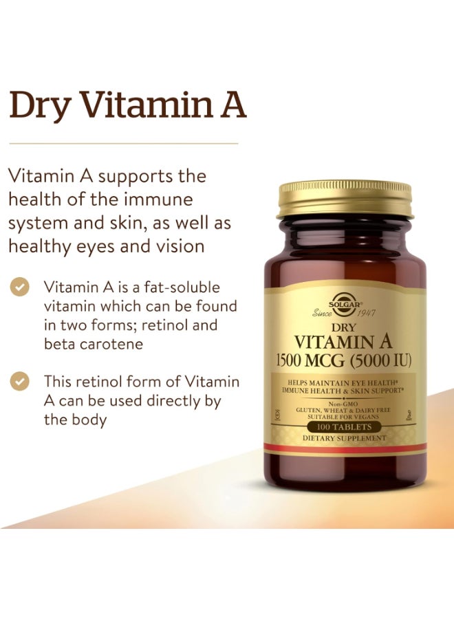 Solgar Dry Vitamin A, 1,500 Mcg 5,000 Iu, 100 Tablets - Image 3