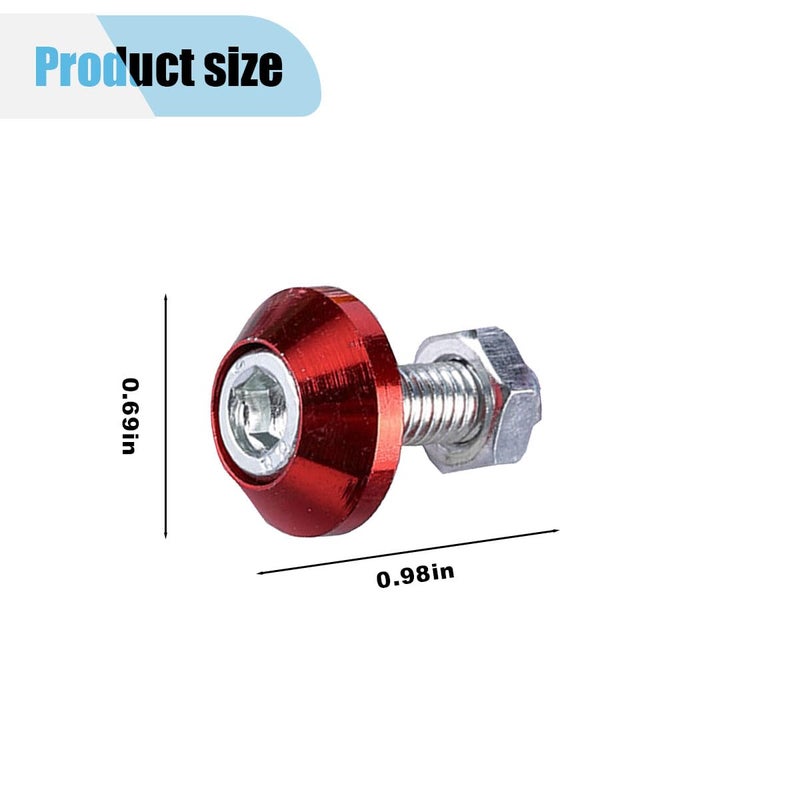 LHDOS 4PCS Motorcycle License Plate Bolts, Aluminum Alloy Car Tag License Plate Screw Decorative Kit, License Plate Frame Fastener Accessories for Most Motorcycles, Cars, Trucks (Red) Market mainstream color picks - Image 2