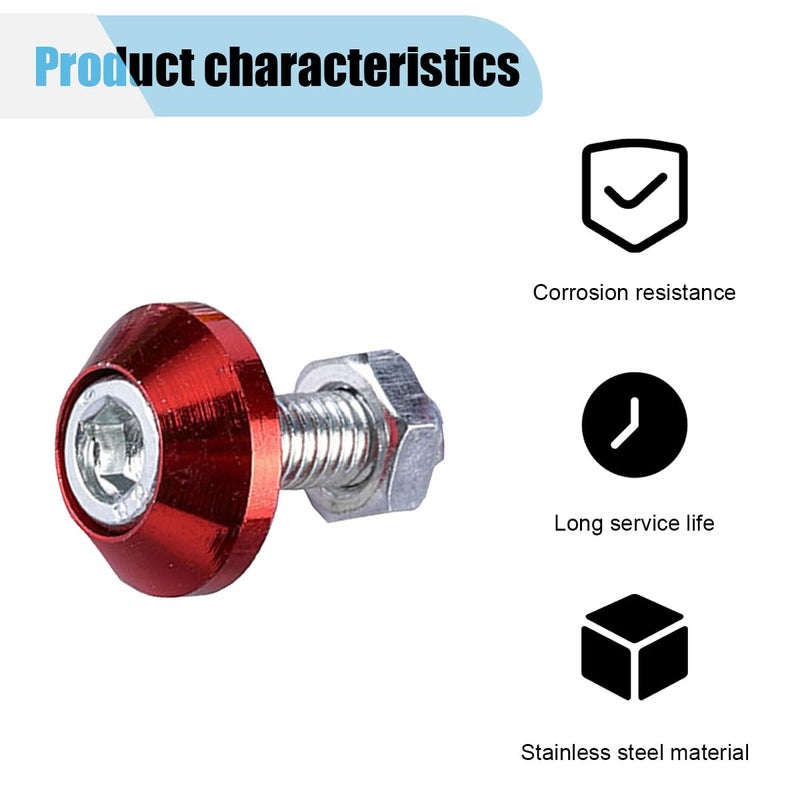 LHDOS 4PCS Motorcycle License Plate Bolts, Aluminum Alloy Car Tag License Plate Screw Decorative Kit, License Plate Frame Fastener Accessories for Most Motorcycles, Cars, Trucks (Red) Market mainstream color picks - Image 4