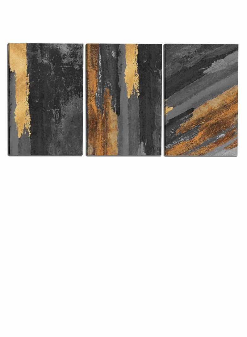 لوحة طقم من ٣ لوحات كانفاس على إطار خشبي، تصميم فن تجريدي عصري، للمنزل، غرفة المعيشة، المكتب، الديكور - Image 4