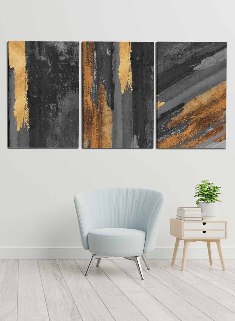 لوحة طقم من ٣ لوحات كانفاس على إطار خشبي، تصميم فن تجريدي عصري، للمنزل، غرفة المعيشة، المكتب، الديكور - Image 2
