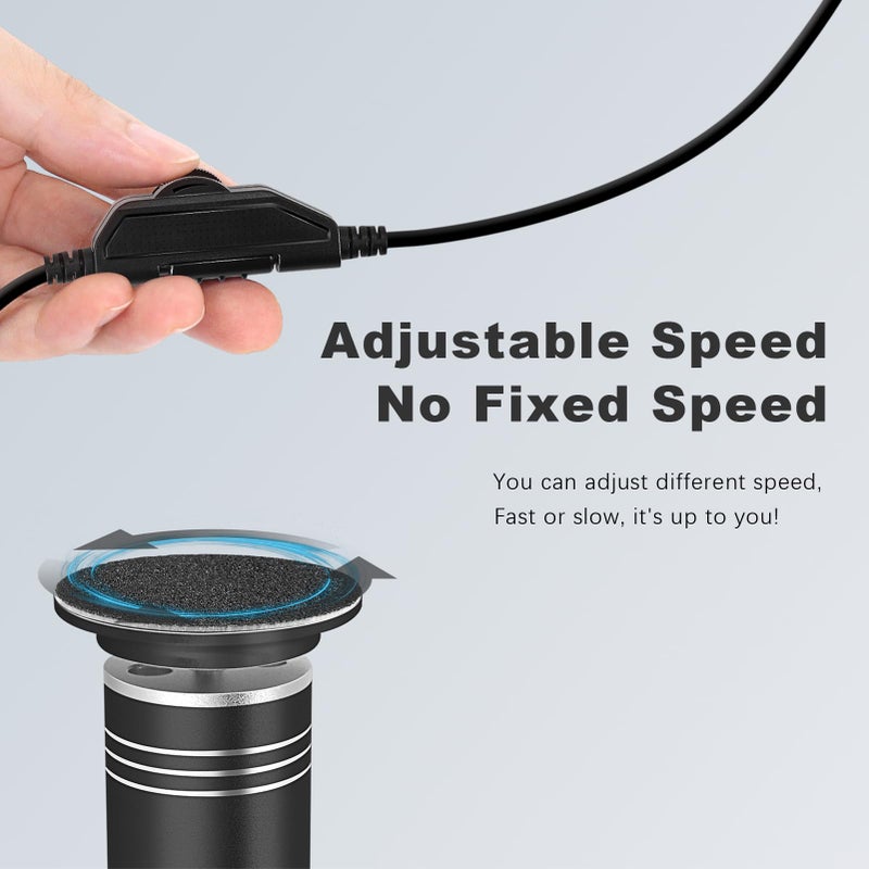 I·B·N G إزالة الجلد الميت الكهربائية للقدمين، آلة صنفرة كهربائية احترافية للقدم، أداة فرك وتلميع الكعب للجلد الجاف والمتشقق، سرعة قابلة للتعديل، 60 قرص ورق صنفرة، أسود - Image 2