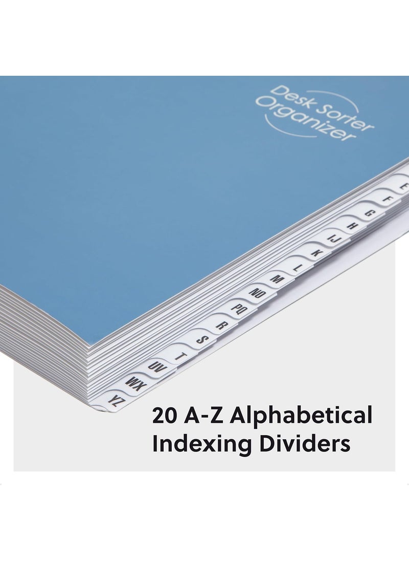 Smead Smead Expandable Office Desk File Sorter Office Supplies Alphabetic AZ Desk Organizer 20 Indexing Dividers Laminated Tabs Letter Size Dark Blue Office Desk Accessories 89282  - Image 2