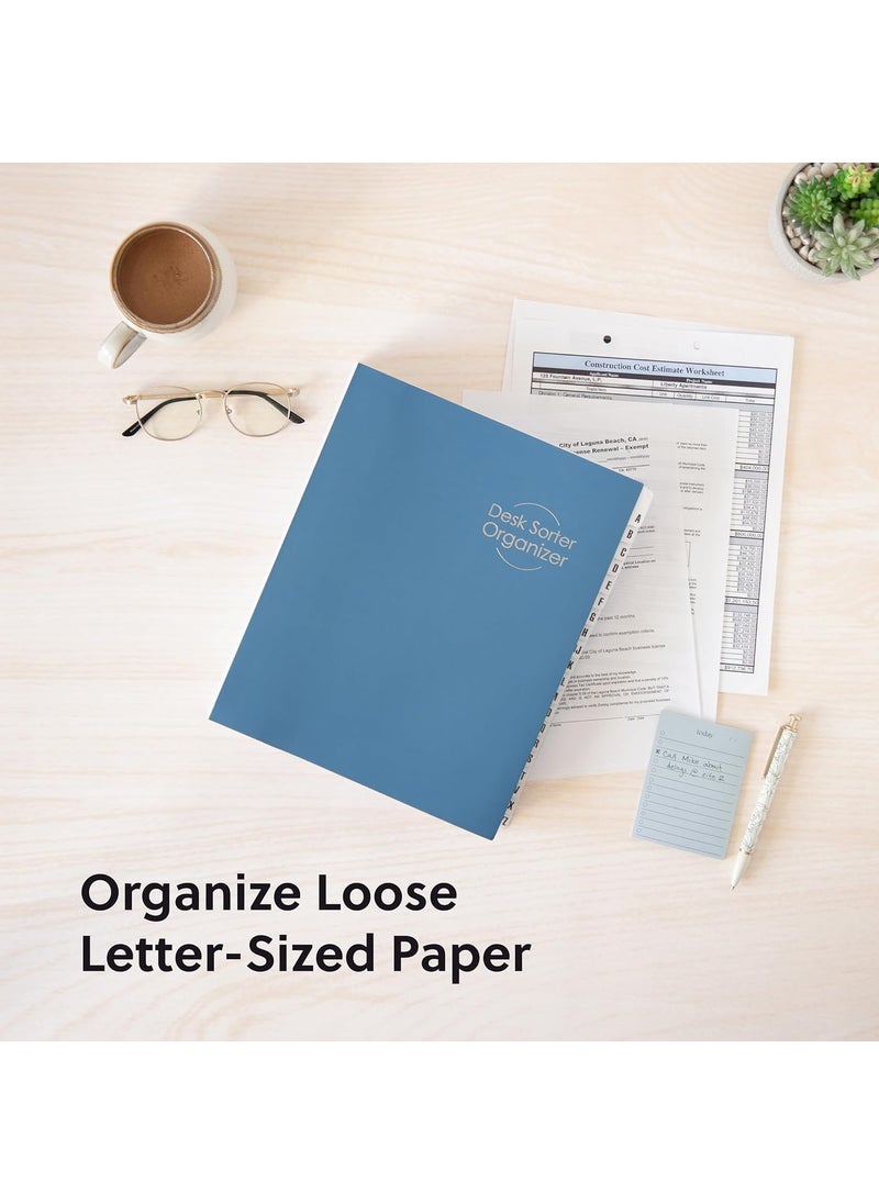 Smead Smead Expandable Office Desk File Sorter Office Supplies Alphabetic AZ Desk Organizer 20 Indexing Dividers Laminated Tabs Letter Size Dark Blue Office Desk Accessories 89282  - Image 3