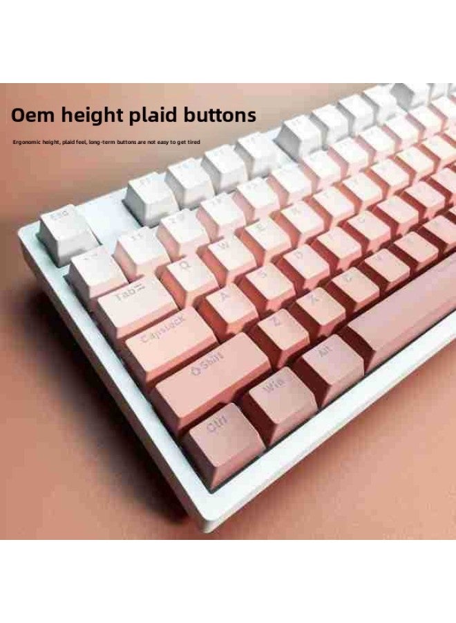 Fog Blue Green Vine Blush Micro Dust Lavender Character Transparent Key Cap Mechanical Keyboard Universal-Color:Blush | Small Complete Set, Oem Height - Image 3