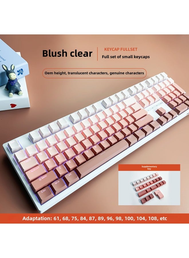 Fog Blue Green Vine Blush Micro Dust Lavender Character Transparent Key Cap Mechanical Keyboard Universal-Color:Blush | Small Complete Set, Oem Height - Image 1