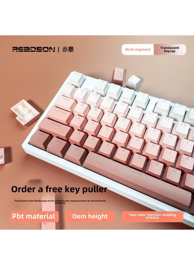 Fog Blue Green Vine Blush Micro Dust Lavender Character Transparent Key Cap Mechanical Keyboard Universal-Color:Blush | Small Complete Set, Oem Height - Image 2