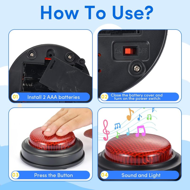 Trivia Buzzers 8-Piece Set - Responsive Game Buzzers for Family Game Night - Quick Activation Classroom Buzzers for Educational Games - Image 5