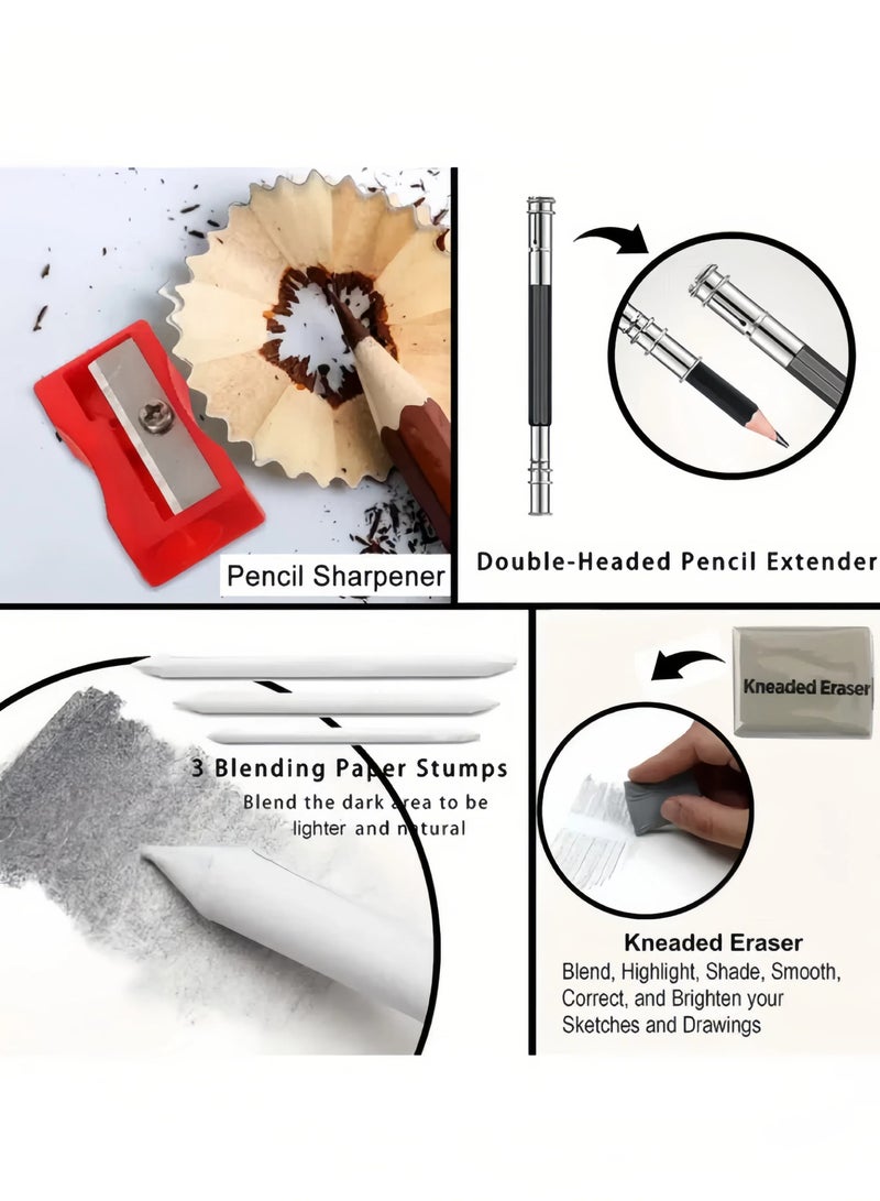 Generic 29-Piece Professional Sketching Set, Including Professional Art Supplies, Sketching Pencils, Charcoal Pens, Highlighters, Sketching Erasers, Professional Sketching Art Graphite Pens, Suitable for Young Beginners to Learn.  - Image 4