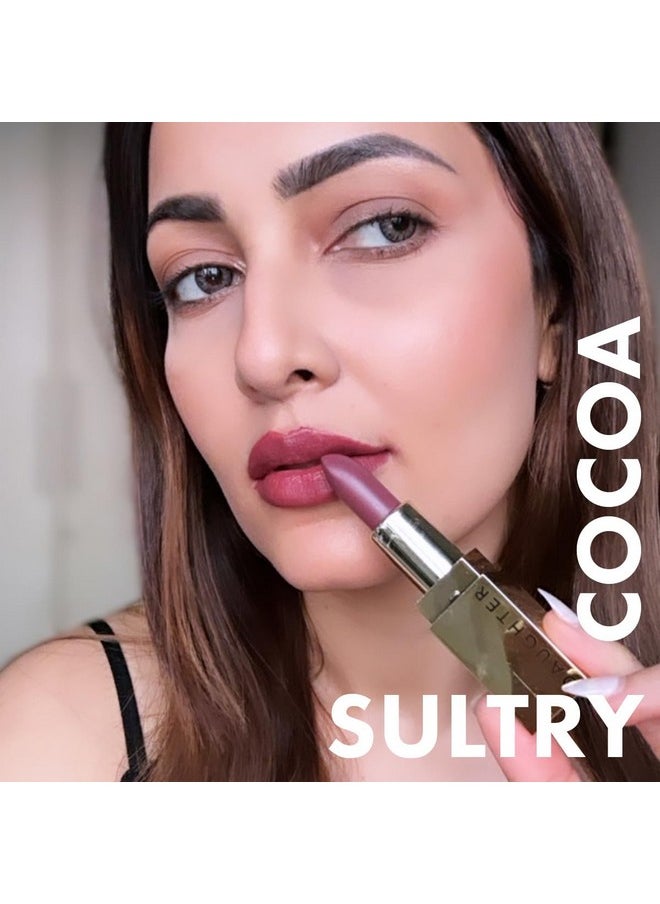 DAUGHTER EARTH - DAUGHTER EARTH Sultry Cocoa Natural Lipstick | Vegan Plant Based Highly Pigmented Lightweight | Long Lasting Creamy Velvet Phytonutrient Lip Stick With Vitamin E & Bakuchiol With UV Protection | 4g - Image 1