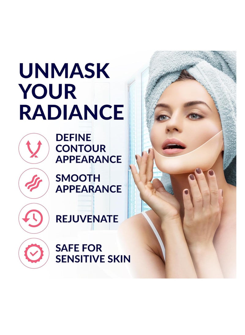 Stylia - Stylia Double Chin Mask - V Line Chin Strap - Toning Hydrogel Collagen Face Mask with Hyaluronic Acid & Aloe Vera - 5PC - Image 1