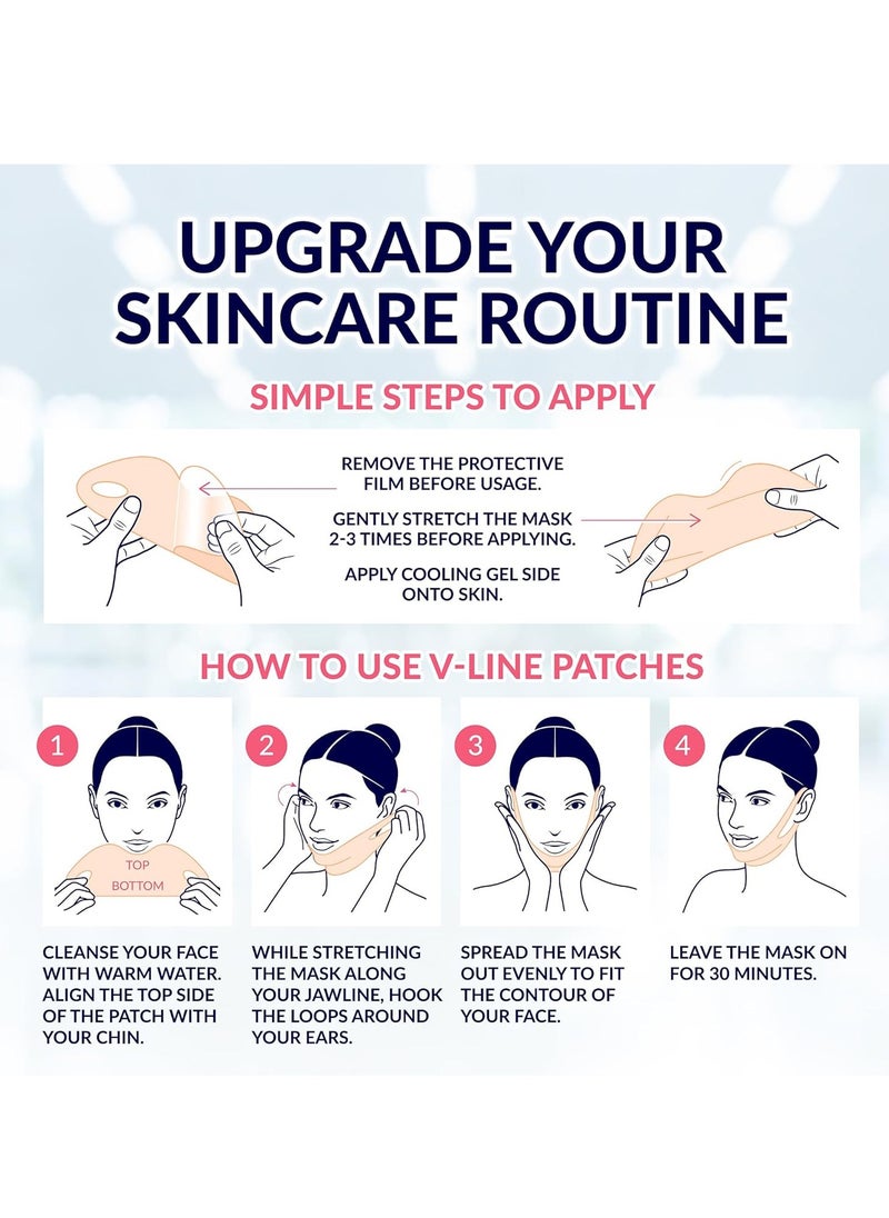Stylia - Stylia Double Chin Mask - V Line Chin Strap - Toning Hydrogel Collagen Face Mask with Hyaluronic Acid & Aloe Vera - 5PC - Image 1