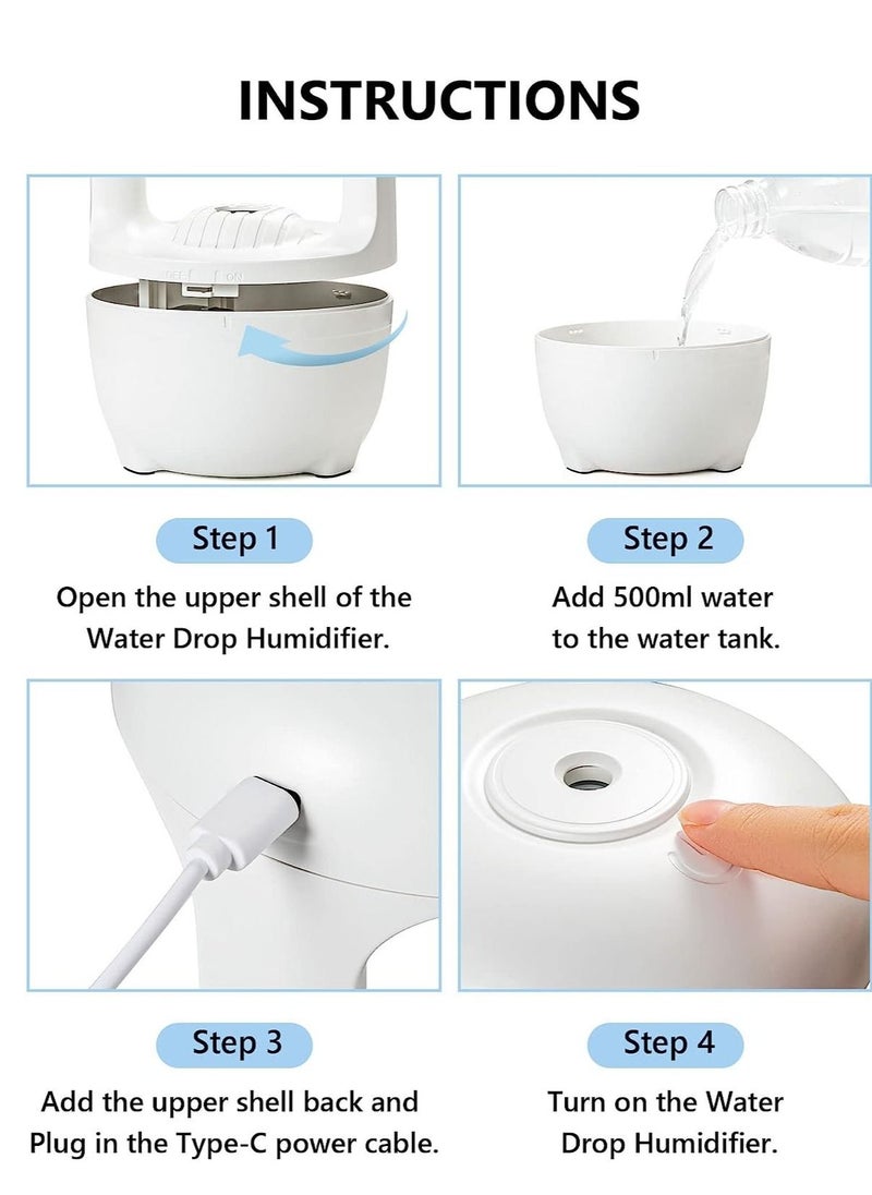 Toshionics - Antigravity Humidifier LED Display 500ML Droplets Levitating Water Drops Ultrasonic Quiet Cool Mist Maker Fog Humidifiers With 2 Humidification Modes For Home Office Bedroom - Image 1