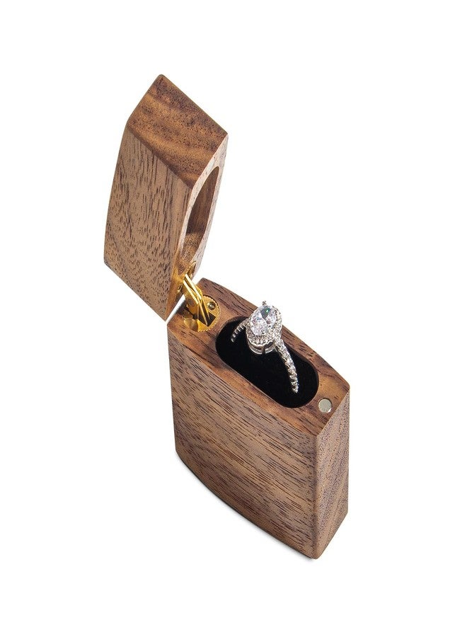 Wislist Curved Slim Ring Box for Proposal - Wood Engagement Ring Box - Travel Anniversary Birthday Gift Ideas - Image 1