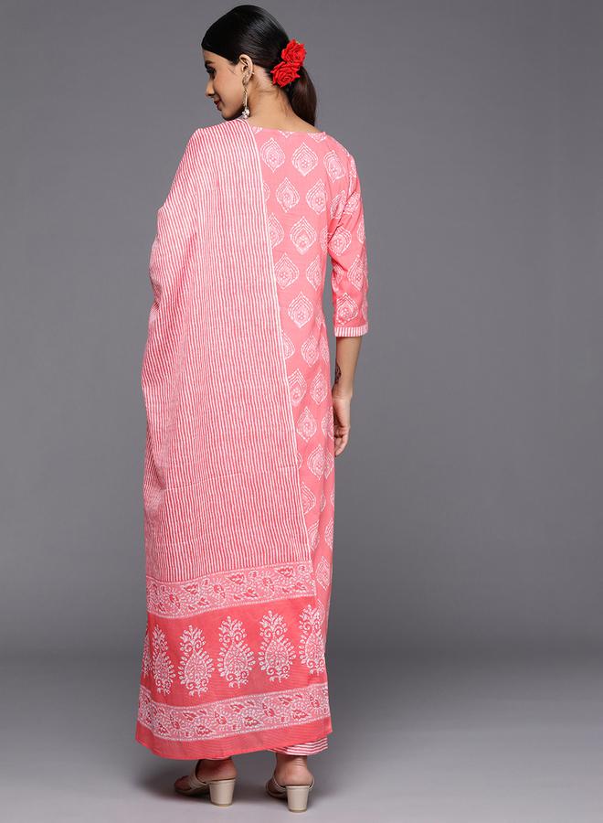 لباس طقم لباس كورتا وبنطلون بطبعات شاملة مع دوباتا - Image 3