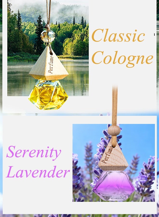 2PCS Car Perfume Pendant, High-End Long-Lasting Light Fragrance, Car Interior Accessories, Aromatherapy Ornaments, Essential Oil Pendant,Classic Cologne & Lavender - Image 2