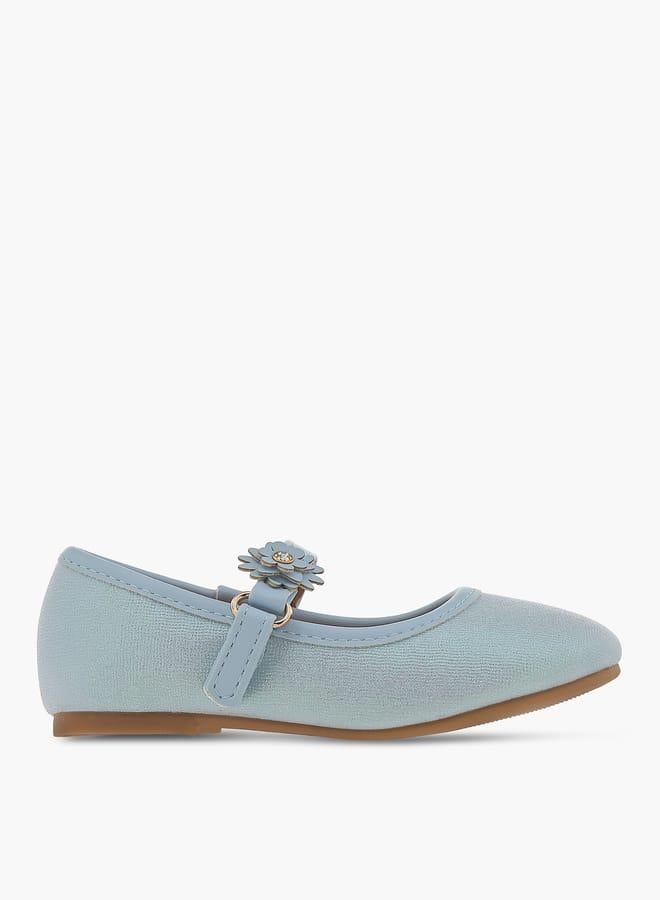 Flora Bella By Shoexpress Girls Textured Ballerina Shoes With Hook And Loop Closure - Image 3