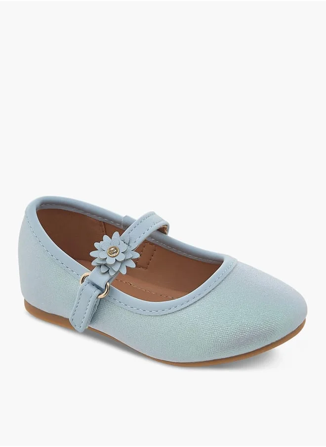 Flora Bella By Shoexpress Girls Textured Ballerina Shoes With Hook And Loop Closure