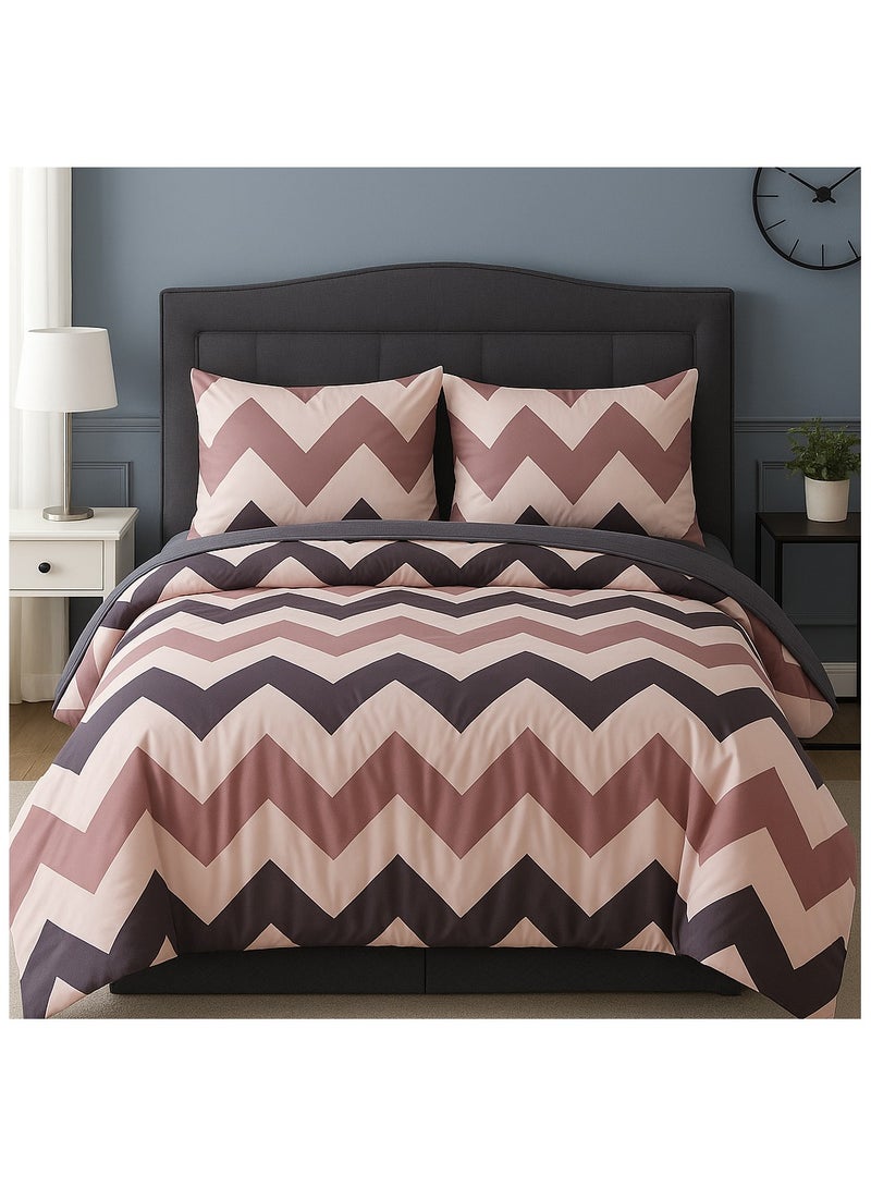 إيليغا ديكور طقم لحاف كينغ قابل للعكس من المايكروفايبر 3 قطع 240x260 سم مع مخدات – طبعات متنوعة | ناعم ومريح للراحة المثالية - Image 1