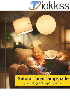 Tiokkss Floor Lamp with Remote Control 3 Color Temperatures, Long Lamp with Adjustable Linen Shade, Tall Lamps for Living Room Bedroom Office Classroom Dorm Room, 12W Bulb Included Metal Black 70 x 34 x 185 cm  - Image 5