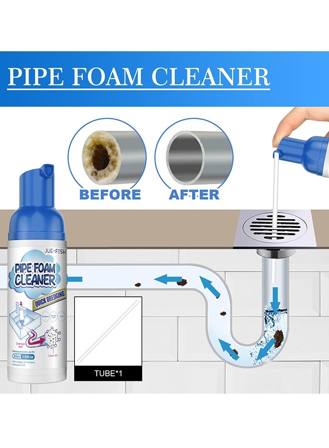 JUE-FISH Pipe Foam Cleaner - Foam Drain Cleaner, Foaming Sink Drain Cleaner, Drain Cleaner Foam Spray, Hair Drain Clog Remover & Cleaner, Pipe Dredge Deodorant Drain Cleaner, Drain Cleaner for Tubs - Image 1