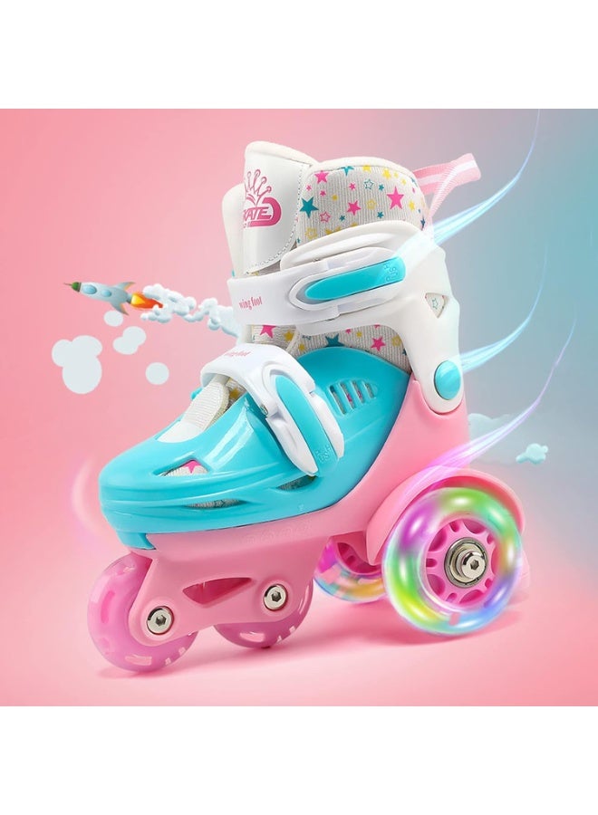 Y&D Flash Skating Shoes Kids Beginner Roller Skating Shoes Set Children Skates with Kneepad Elbow Pads Helmet Roadblock Backpack Roller Skates - Image 5