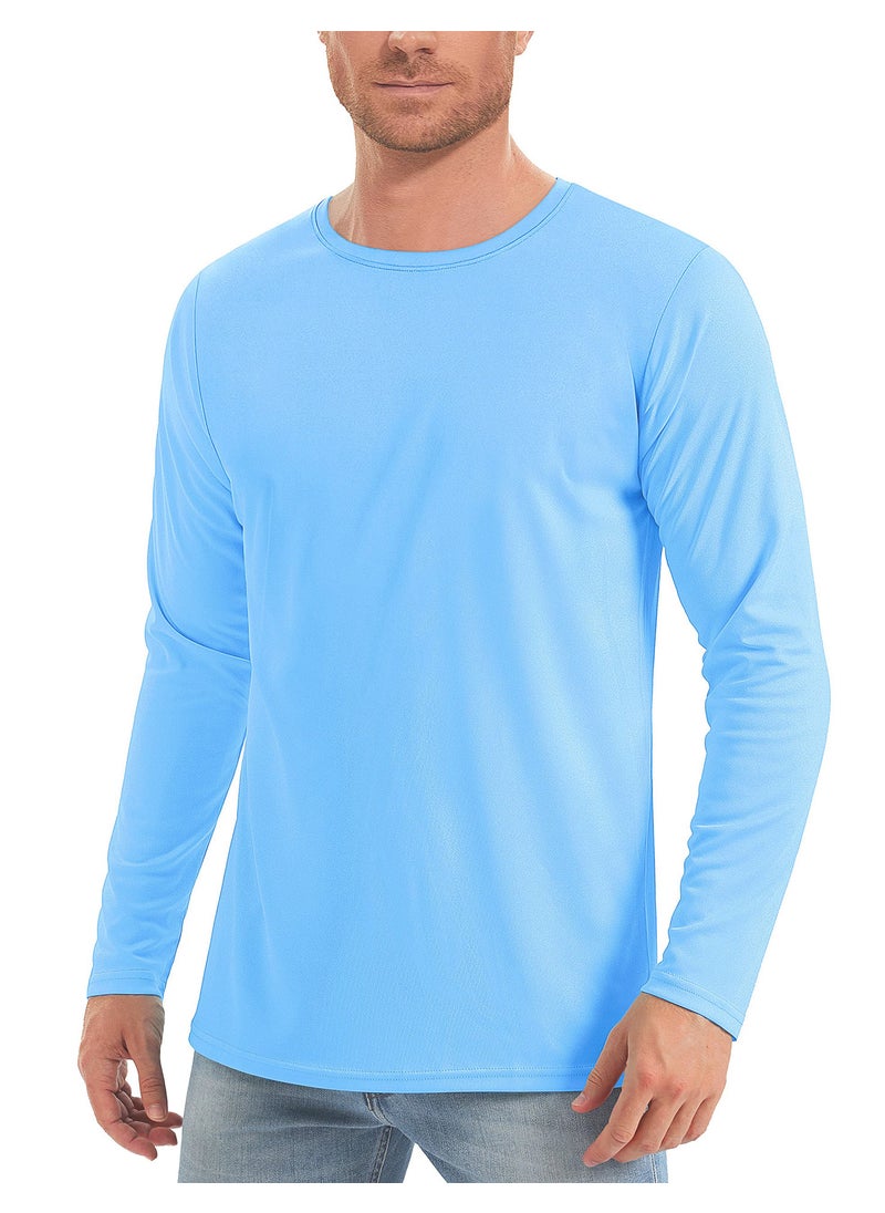 Generic Sun-Protective Long-Sleeve Running Top for Men Light blue 