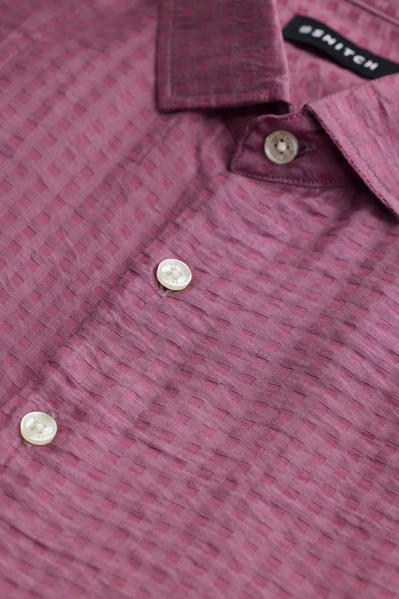 SNITCH Pink Self Design Slim Fit Shirt